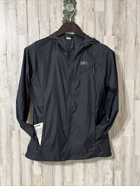 REI Co-op Flash Jacket Women’s Small Ultralight Packable Shell Windbreaker Black
